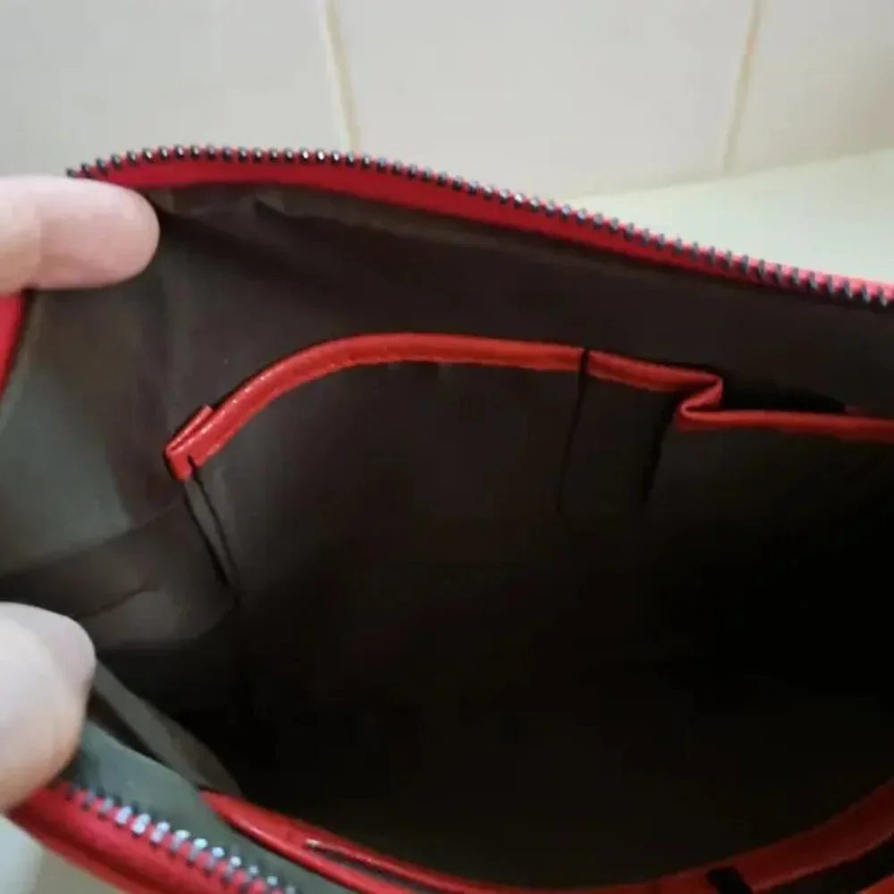 Large Envelope Clutch Bag Wristlet Chic & Elegant RED PU Leather - Picture 5 of 7
